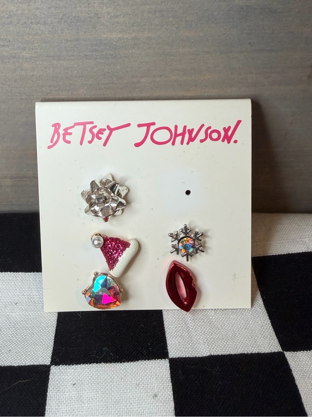 Betsey Johnson Mix And Match Christmas Stud Earrings